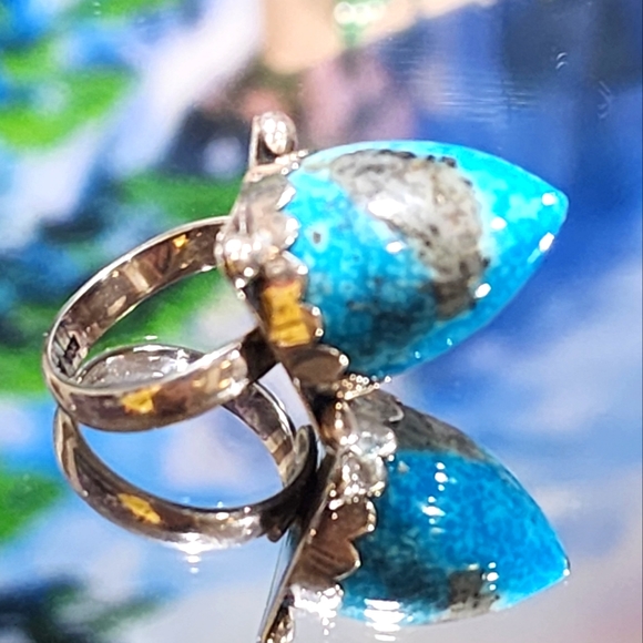 Australian Made Peruvian Turquoise Solid Sterling Stone Bullet Gemstone Ring